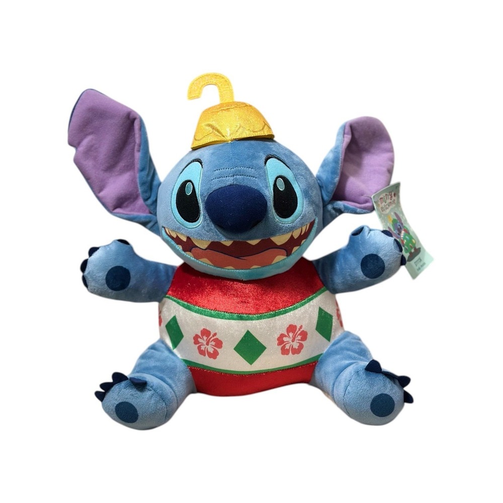 Disney Parks Stitch Merry Stitchmas Christmas Ornament Plush Blue Red Gold NWT